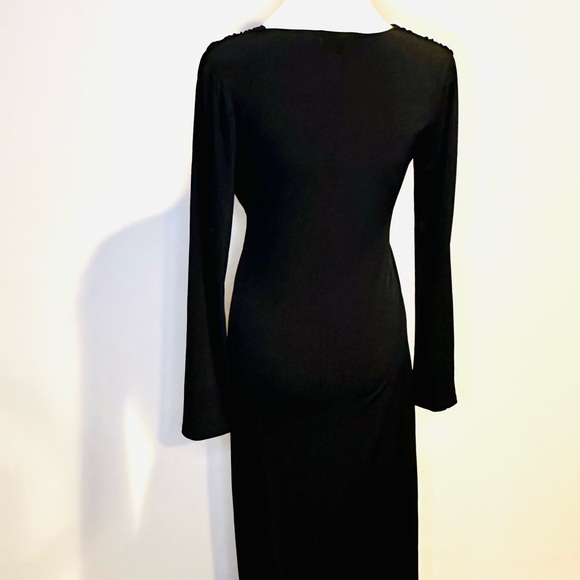 Veronique long classic black dresse, plunging neckline and slits on side. Size L - Picture 4 of 4